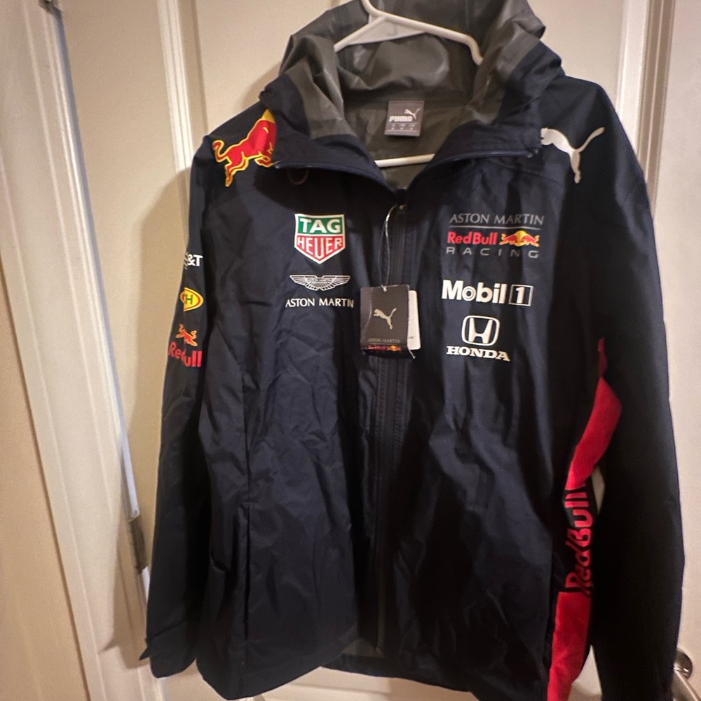 Puma Navy Racing Jacket with Red and White Logos